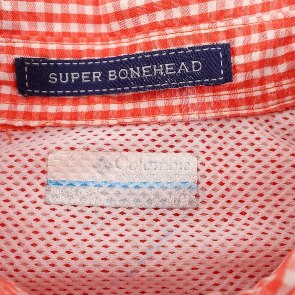 Clemson Tigers‎ Columbia Super Bonehead Gingham Long Sleeve Shirt Orange Mens M